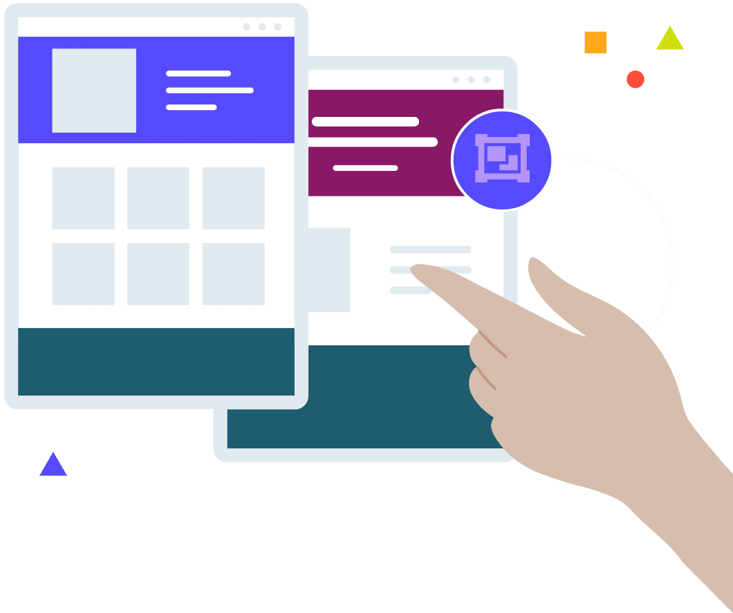 hand pointing to documents